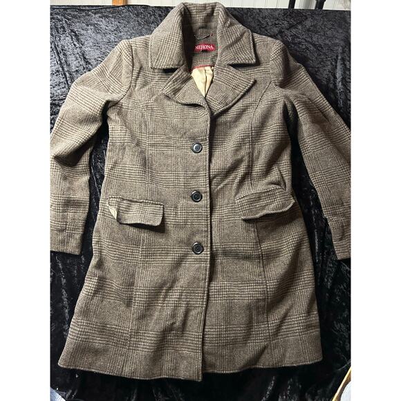 Merona Brown Tweed Blazer Jacket with Elbow Patches Satin Lined Academia Large - Picture 1 of 10
